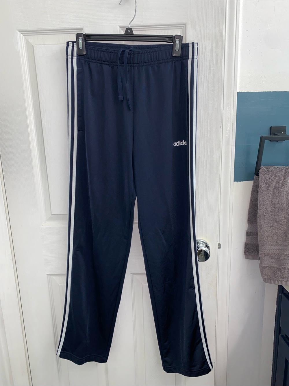 adidas Navy Sweatpants with White Side Stripes